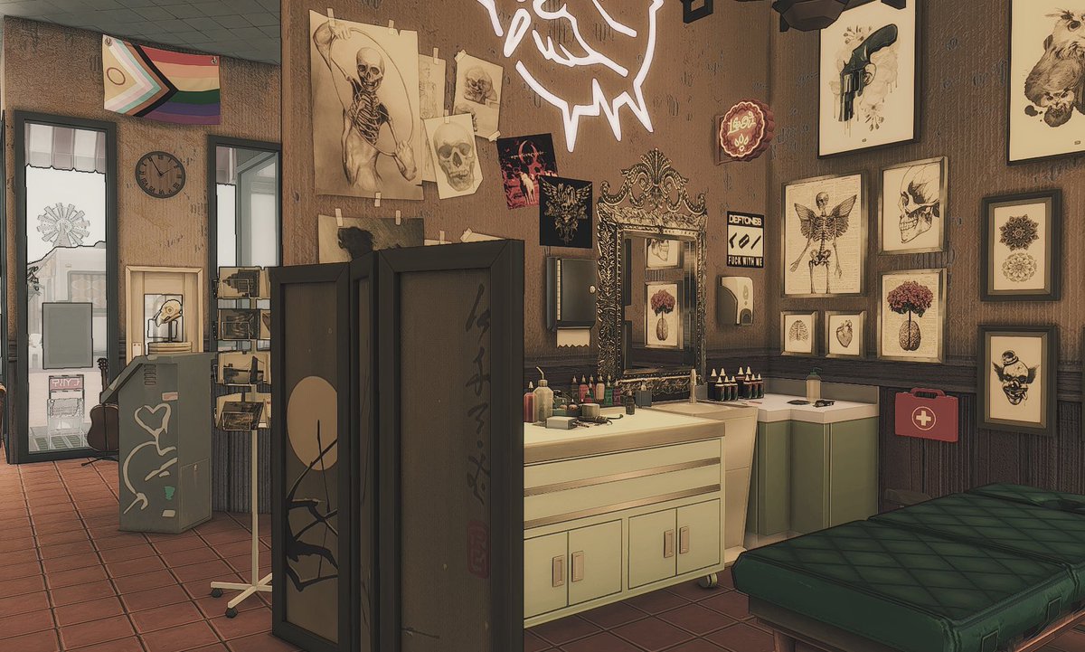 Tattoo Shop &amp; Apartment. #sims4 #TheSims4 #thesims #TheSims4BusinessesandHobbies #Sims4 #sims4builds