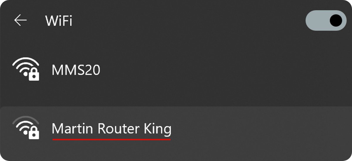 Es ist schon so lange her, seitdem ich hier das letzte Mal eine originelle SSID gepostet habe, dass man dem damals noch twittern sagte. Aber hier mache ich mal eine Ausnahme 😉.
