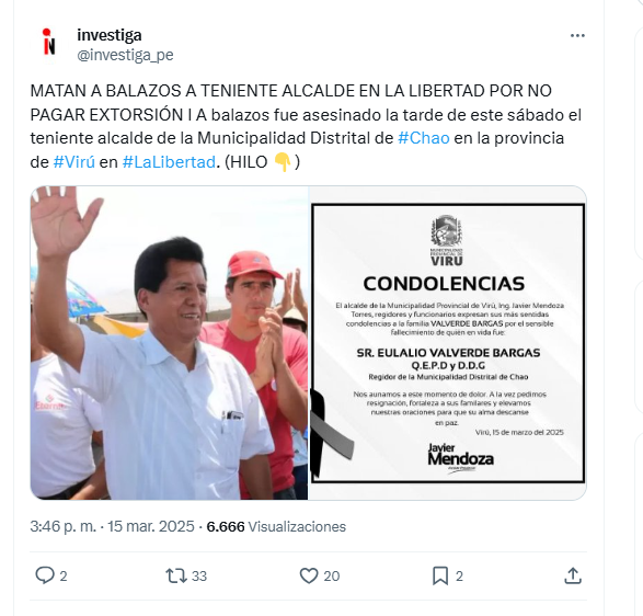 aspauzarazuri's tweet photo. Asesinatos y atentados en menos de 24 horas.
El problema no se resuelve solo con la renuncia de Santiváñez.
Tienen que irse Dina Boluarte y el congreso de los delincuentes.
No hay otra salida. https://t.co/JGoDQLEKKo