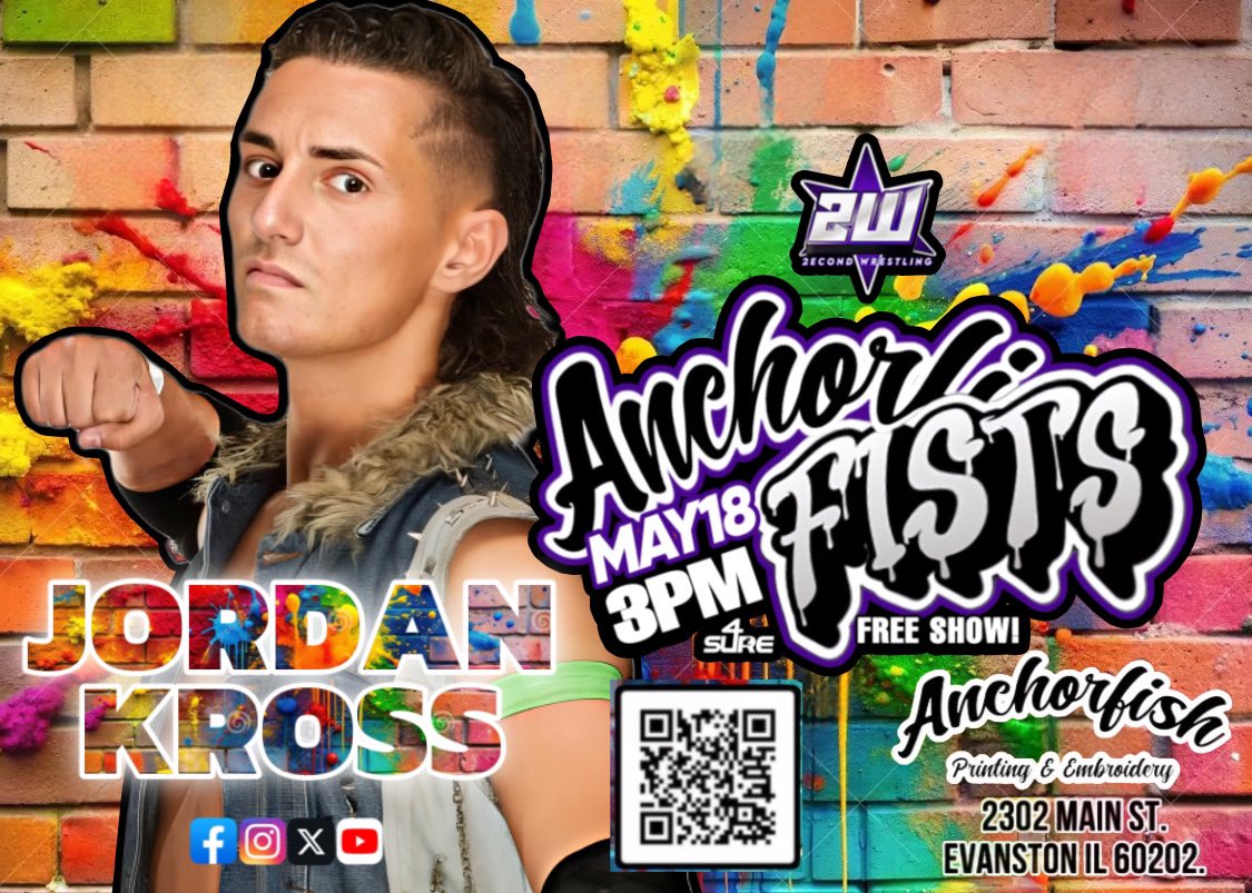 2econd Wrestling (@2econdwrestling) on Twitter photo 🚨TALENT ANNOUNCEMENT🚨
<a href="/TheJordanKross/">Jordan Kross</a> will be at Anchorfists!
May 18th in Evanston!
🎟️ FREE EVENT 🚨TALENT ANNOUNCEMENT🚨
<a href="/TheJordanKross/">Jordan Kross</a> will be at Anchorfists!
May 18th in Evanston!
🎟️ FREE EVENT