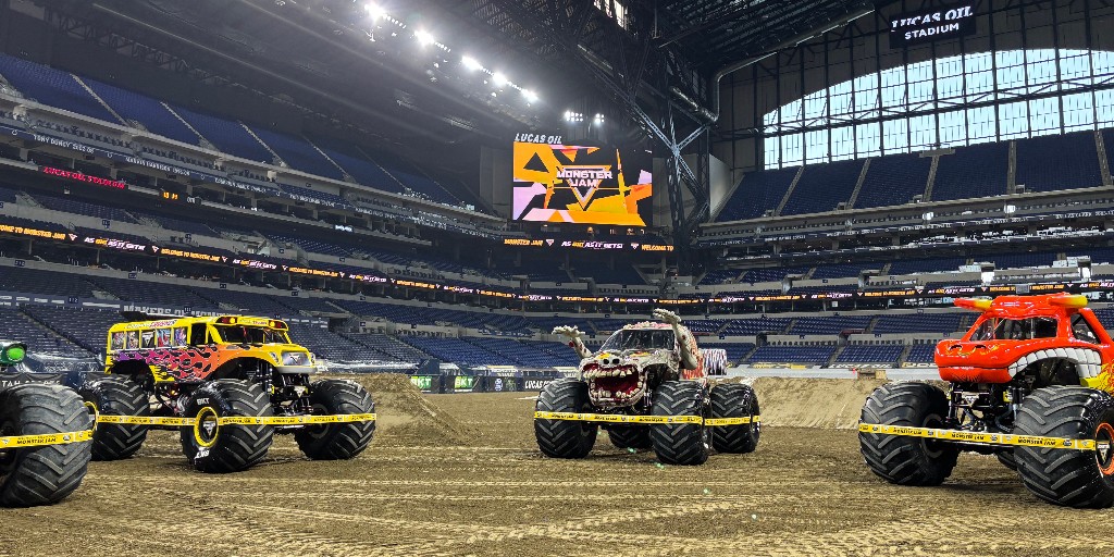 LucasOilStadium's tweet photo. WHO’S READY FOR DAY TWO OF @MonsterJam!? 🚗💥🔥 It’s time to rev up those engines, slam into the action, and watch these beasts tear it up! Let’s get ready to crush it, air it out, and feel the ROAR! 💪🏆 #MonsterJam #Day2 #RevUpTheEngines #CrushIt #TruckinStrong https://t.co/hdi3eJ2OWu