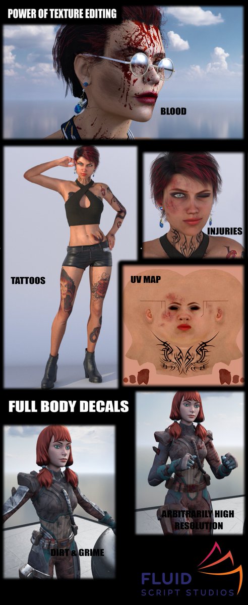 #SFM tip : Harness the power of modern graphics by editing and manipulating textures. Here in this board I exhibit how one can use texture editing to increase resolution, add detail to your models, create dirt, blood, tattoos, body mods and more!

#SFMAnimation #animation #3dart