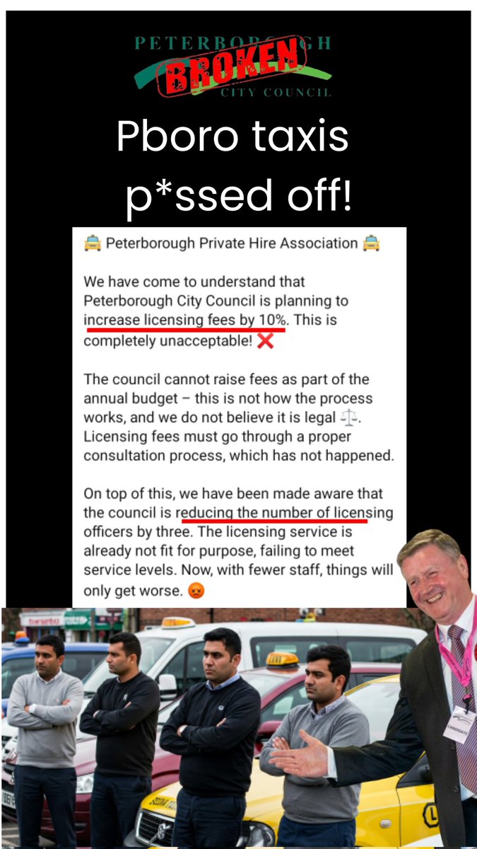 Darren_Fower's tweet image. Pboro taxis p*ssed off!

🚖 They've also said "a new licensing system is due to go live in April, yet there is no clear plan on how it will be managed with fewer staff."

#PrivateHire #FairFees #Peterborough #Taxis