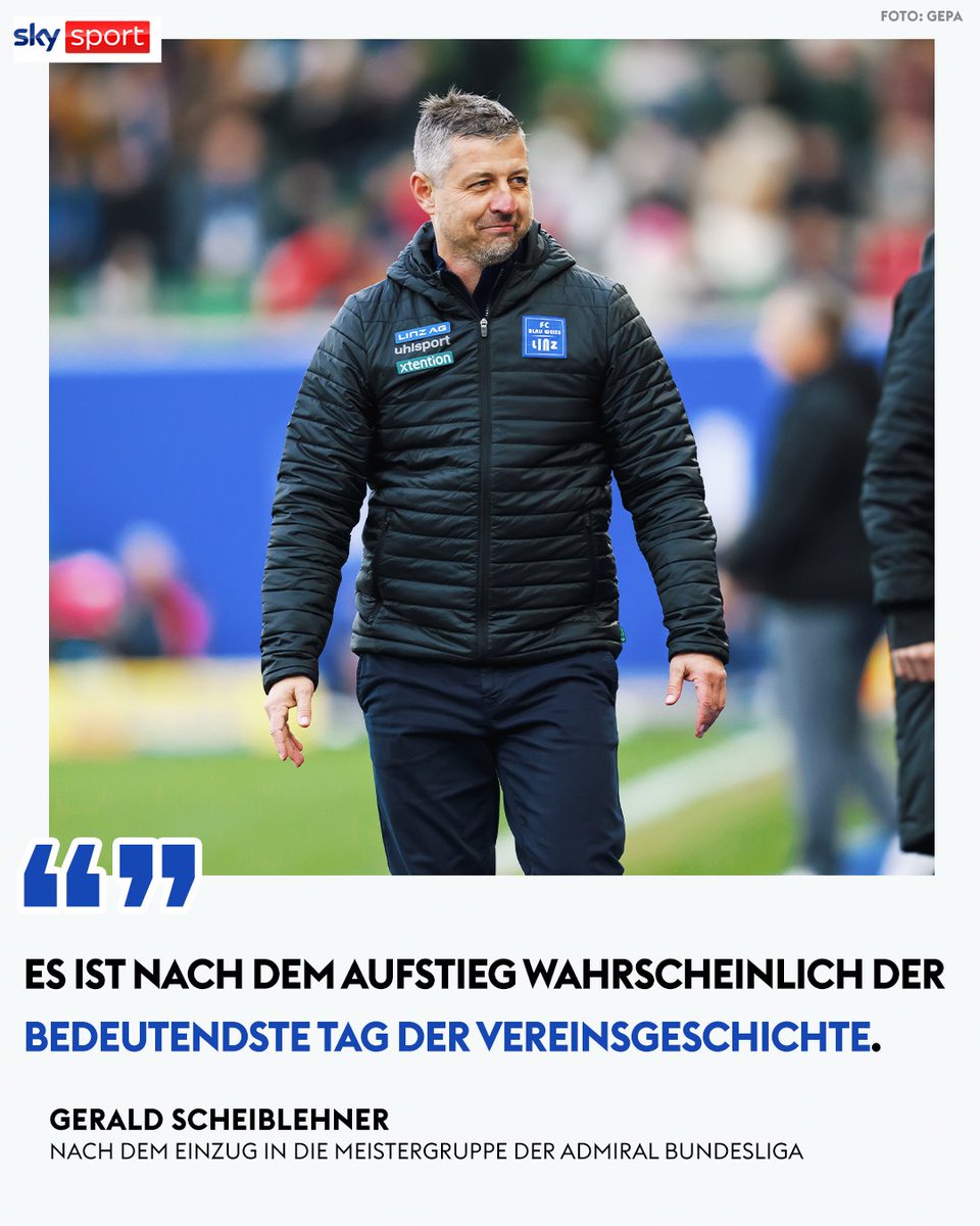 SkySportAustria's tweet photo. Meistergruppe! Gerald #Scheiblehner spricht von einem historischen Tag für @BlauWeissLinz! 🔵⚪
Zum kompletten Interview 👉 https://t.co/FhcKnQfoxC
#SkyBuliAT #BWLHTB #BlauWeissLinz #SkyZitat #Zitat https://t.co/8lPDO8aZc7