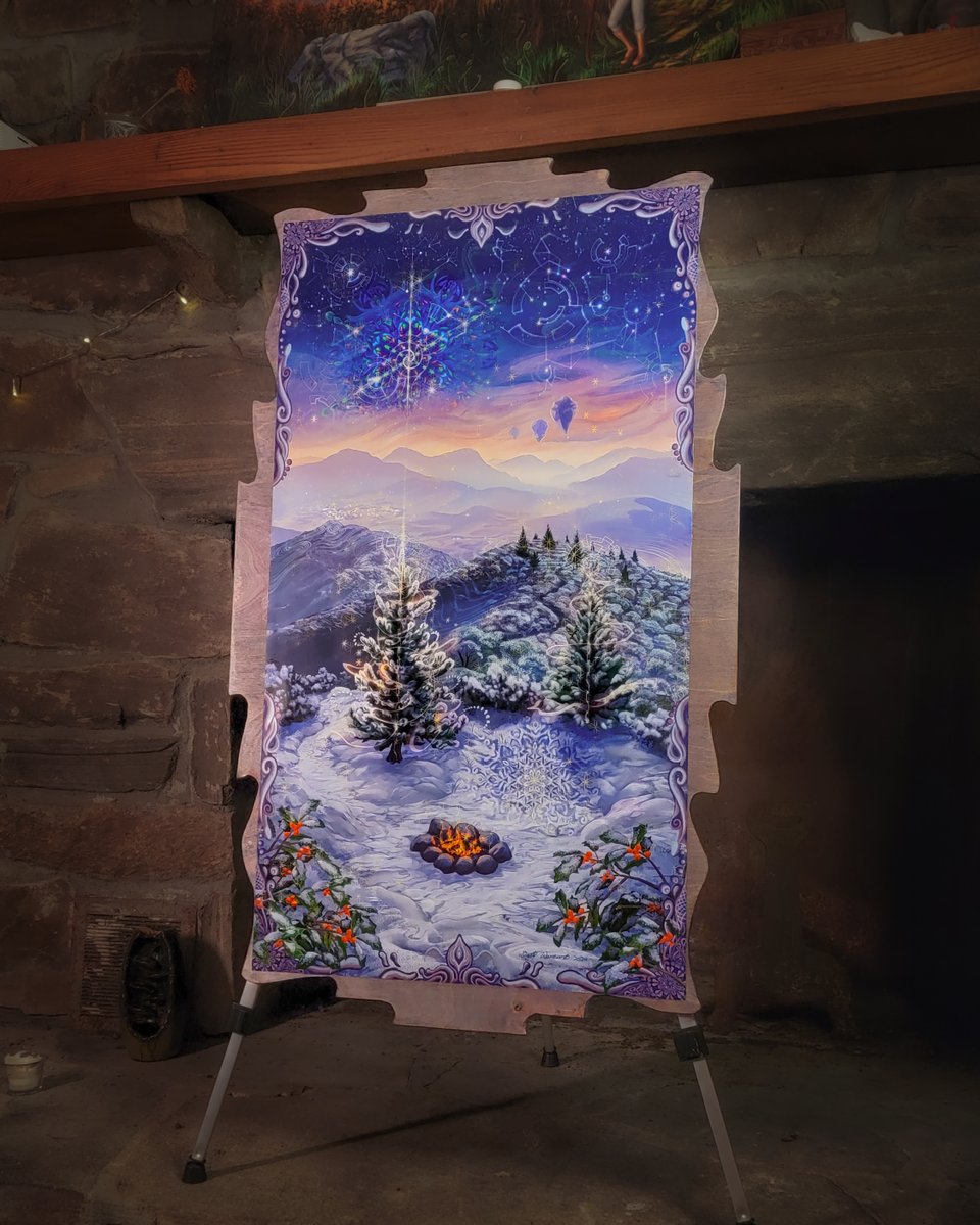 BrettWarniers's tweet photo. Since October of 2024, I've been learning some woodworking!
This piece is called "Alpenstitium"🏔️🌲
This metallic photo print of the full size digital painting is mounted to a 24" x 40" birch wood panel, sculpted just for this artwork https://t.co/IOr6weXvvM