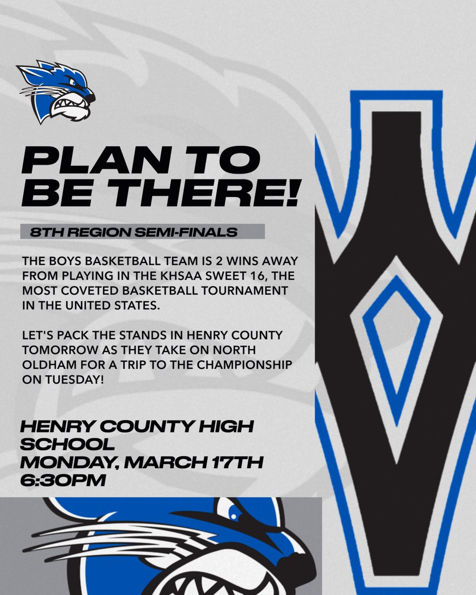 Your boys basketball team is 1 of a handful of teams still remaining in the state of KY. Make plans to support them tomorrow night down at Henry County 6:30pm vs North Oldham with a trip to the regional championship on the line!