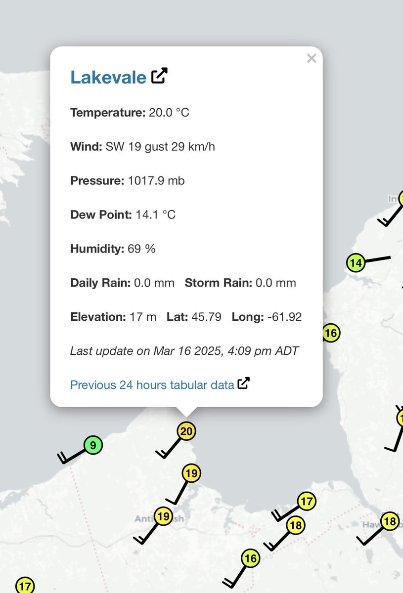 First 20.0°C of the year in Nova Scotia, at Lakevale! #nswx