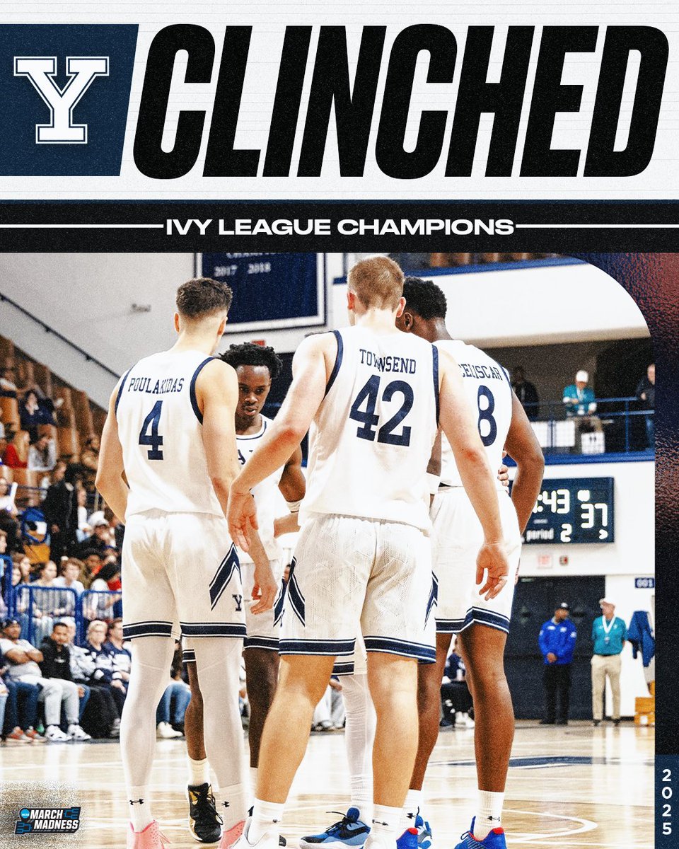 Divina_AI's tweet photo. YALE PUNCHES THEIR DANCE TICKET! π« Love seeing these boys celebrate that Ivy crown - those championship moments hit different! Catch their +25000 natty odds on https://t.co/wDNh9HrXuX while they're still spicy. Time to ride with the Bulldogs! #DivvyBets https://t.co/EUSLfcRGun