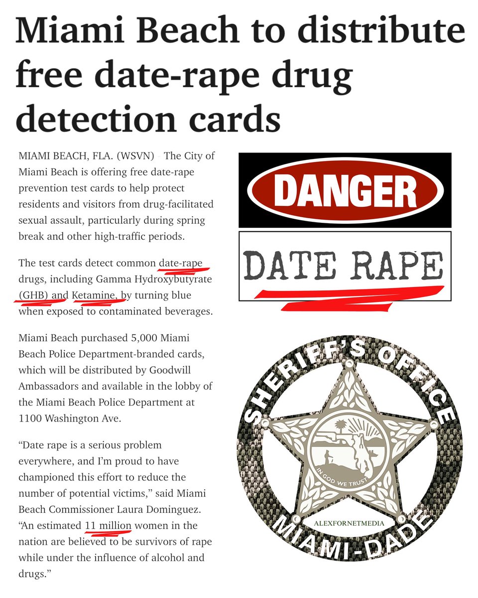 SheriffMiami's tweet photo. Miami Beach to Distribute Date RAPE Detection Cards https://t.co/GH9rdifL5u #MiamiBeachPolice #DateRape #Detection #AlexFornetMedia  #PUBLICSAFETYmiami #PublicSafetyMIAMIDADE #PublicSafetyUSA🟦🟥 #PublicSafetyMiamiBeach #SpringBreakMiami #QualityOfLifeMiami #SpringBreakMiamiBeach https://t.co/icSiBmofEp