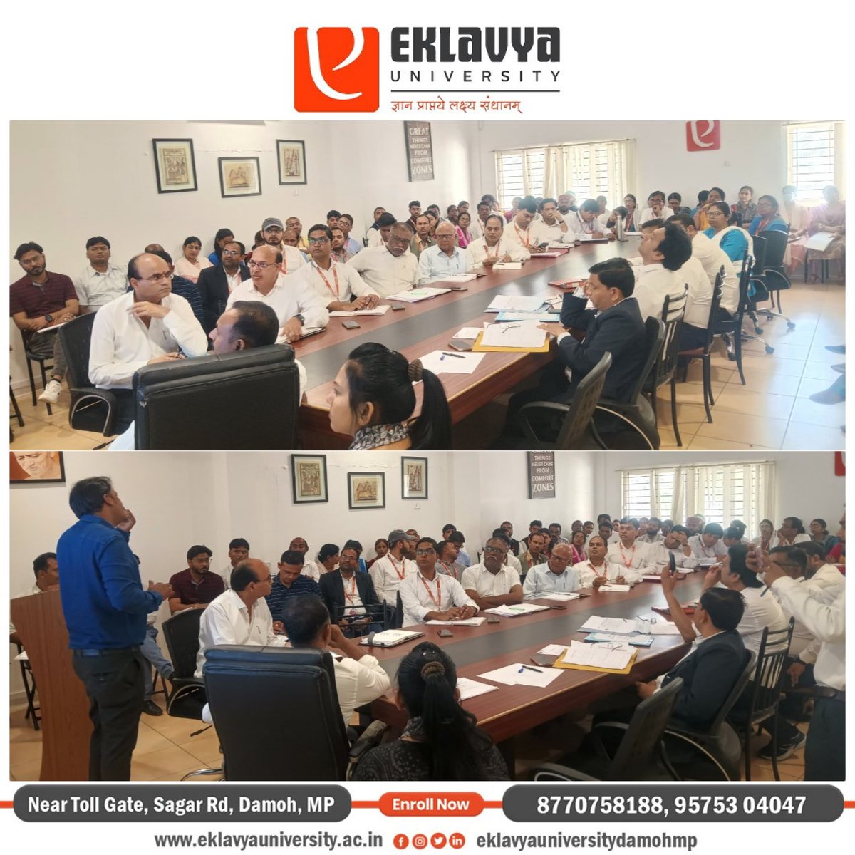 Eklavya_Uni's tweet image. कर्म को प्रधानता दो, भाग्य अपने आप बदल जाएगा!
एकलव्य विश्वविद्यालय, दमोह में &quot;कर्मयोगी&quot; विषय पर ब्रेन स्टॉर्मिंग कार्यशाला का आयोजन किया गया, जिसमें कुलगुरू प्रो.डॉ.पवन कुमार जैन ने कर्मयोग के महत्व पर प्रकाश डालते हुए आत्मज्ञान को इसकी आधारशिला बताया।
#EklavyaUniversity #KarmYog