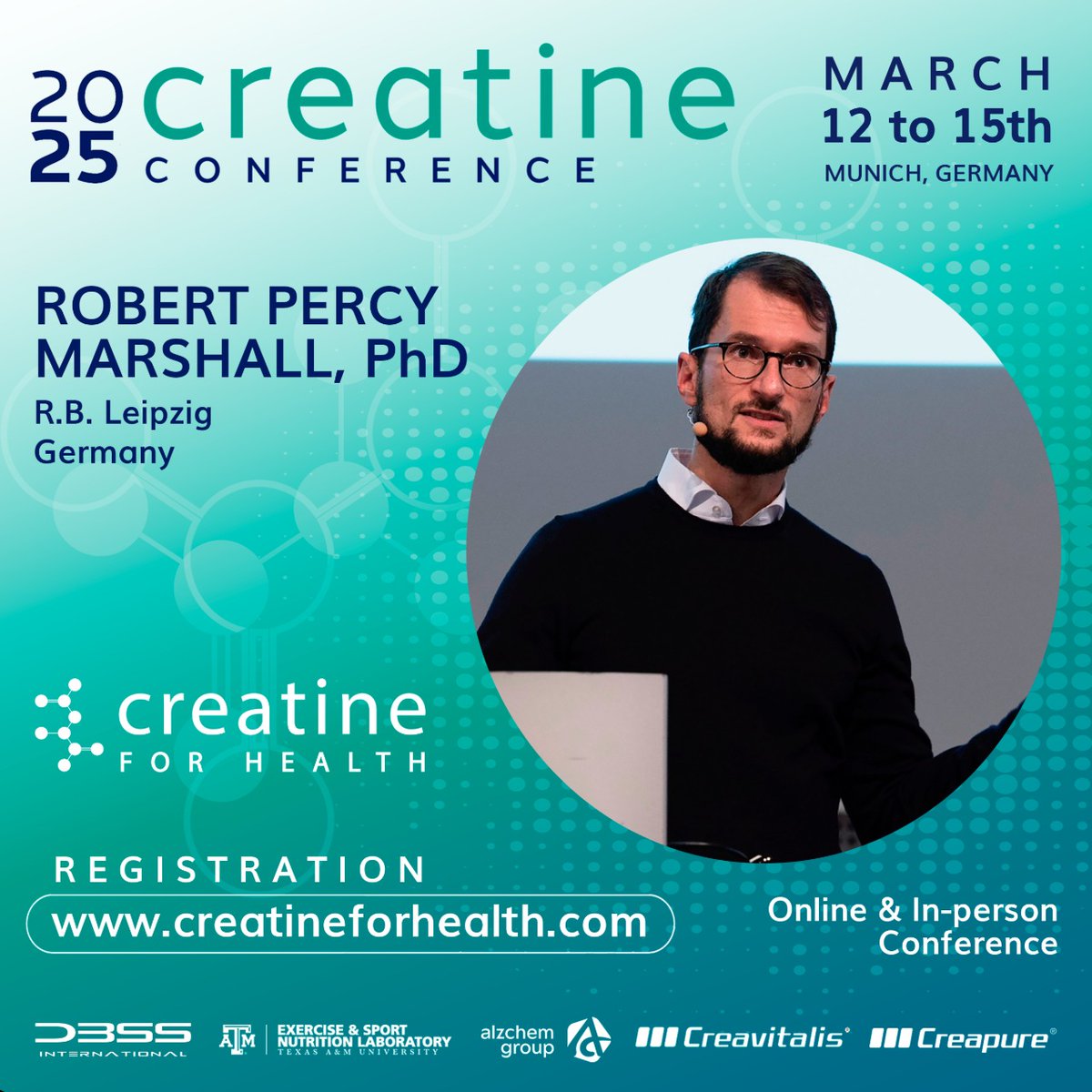 Creatine4Health's tweet image. #CreatineForHealth
Donβt miss Robert Percy Marshall, PhD β R.B. Leipzig, Germany, as he presents cutting-edge findings on "Creatine and Soccer Performance" at the Creatine Conference 2025! β½π₯
