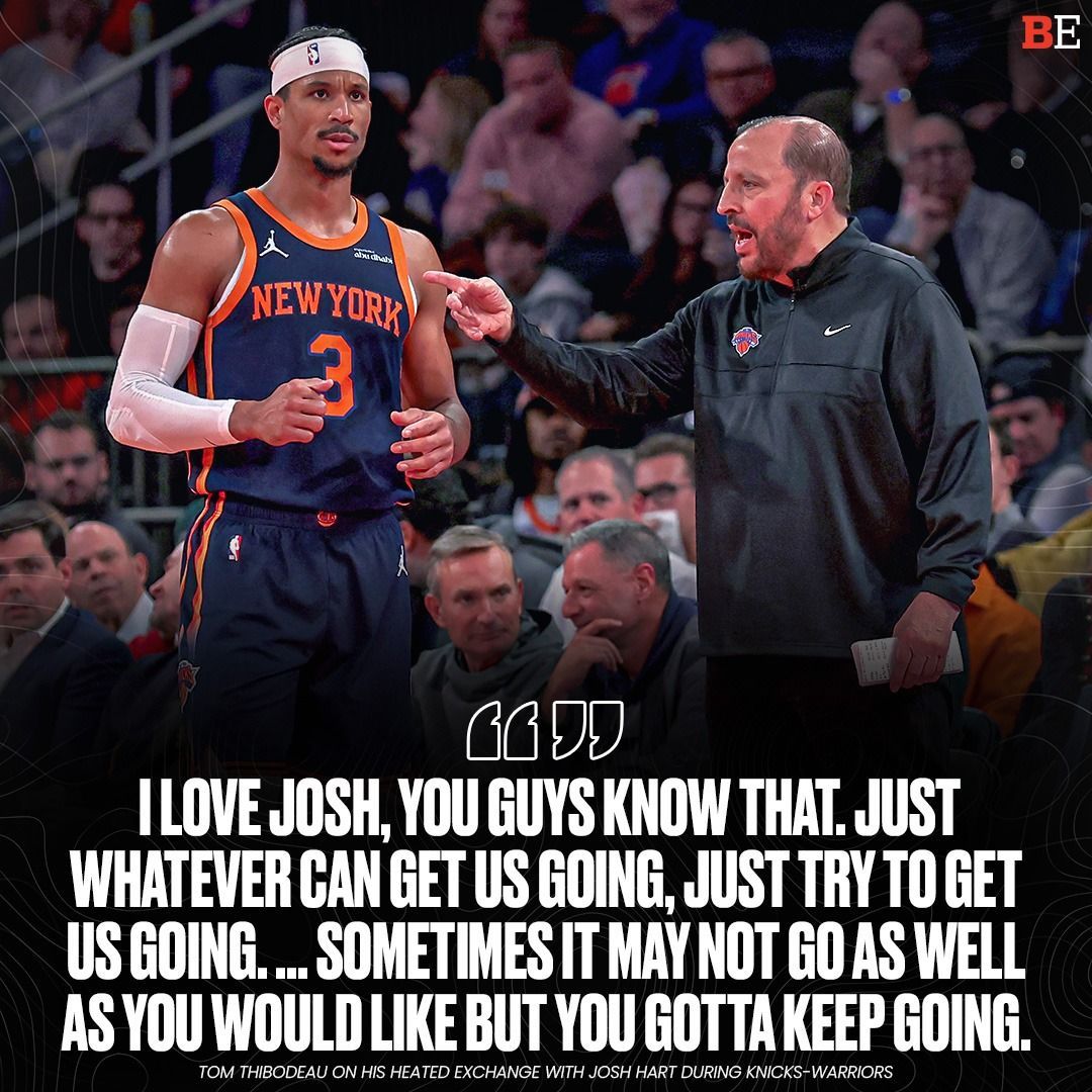 Knicks head coach Tom Thibodeau explained his heated exchange with Josh Hart in a loss to the Warriors last night 👀 

Follow <a href="/ballexclusives/">Ball Exclusives</a> for the latest NBA news! 💪