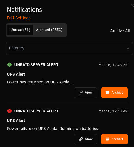 DarthKielbasa's tweet image. Praise native UPS support in #Unraid 

Powerful storms are sweeping through my area. Minor outages or power flashes.. The fridge will surely shutdown ungracefully but my servers shall not!

In the dark times a situation like this would have certainly spelled disaster. Hard won…