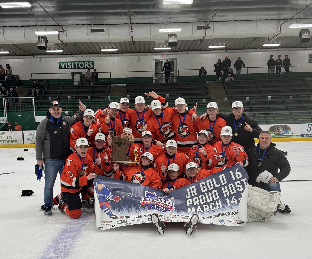 MinnHockey's tweet photo. Congratulations to Moorhead for winning the Junior Gold 16 State Tournament! https://t.co/LmO5yN0LIi