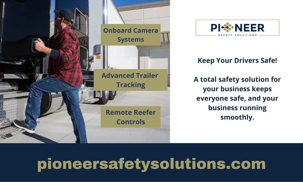 PioneerSafety's tweet photo. Pioneer Safety Solutions, contact us today and ask about our Onboard camera systems, advanced trailer tracking, and remote reefer controls. https://t.co/hXH7ujm5yA #pioneersafetysolutions #safety #transportation #safetymanagementsystems https://t.co/feJ1ZVKZbf