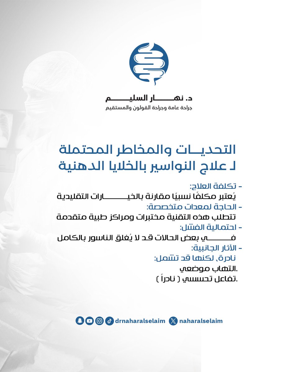 التحديات والمخاطر المحتملة لعلاج النواسير بالخلايا الدهنية

د.نهار السليم 
جراحة عامة وجراحة القولون والمستقيم 
** 
#الناسور #أورام_القولون_والمستقيم #جراحة #د_نهار_السيلم #الاتحاد_الرياض #الطب