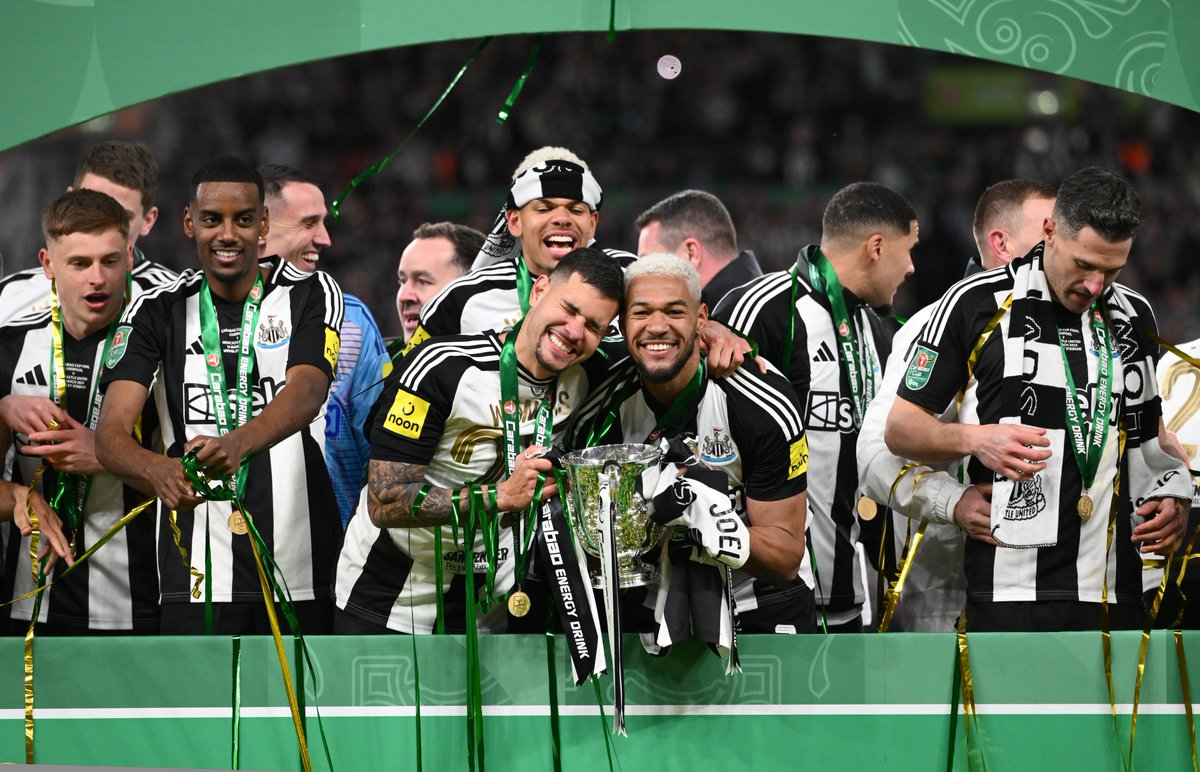 wembleystadium's tweet photo. 70 years of hurt. OVER. 

Your 2024/25 @Carabao_Cup winners: 

NEWCASTLE UNITED @nufc 🏆 https://t.co/ErVMQft8jh