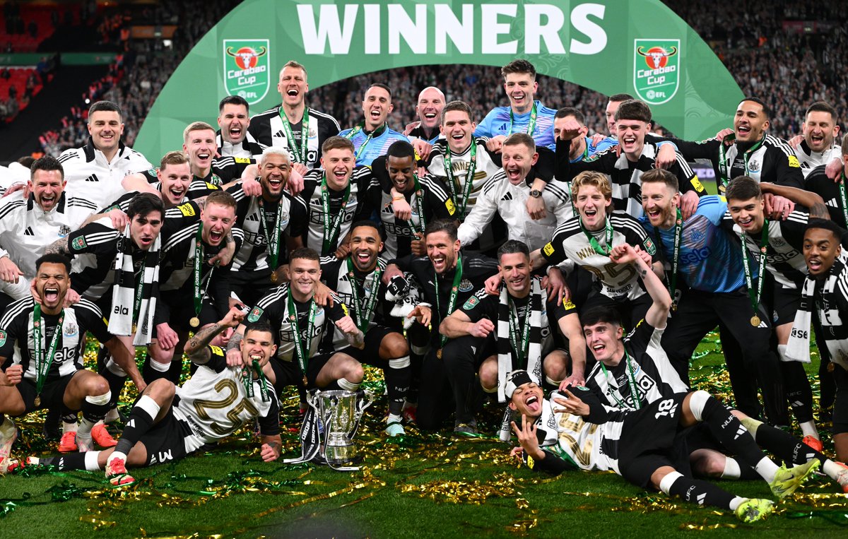 wembleystadium's tweet photo. 70 years of hurt. OVER. 

Your 2024/25 @Carabao_Cup winners: 

NEWCASTLE UNITED @nufc 🏆 https://t.co/ErVMQft8jh
