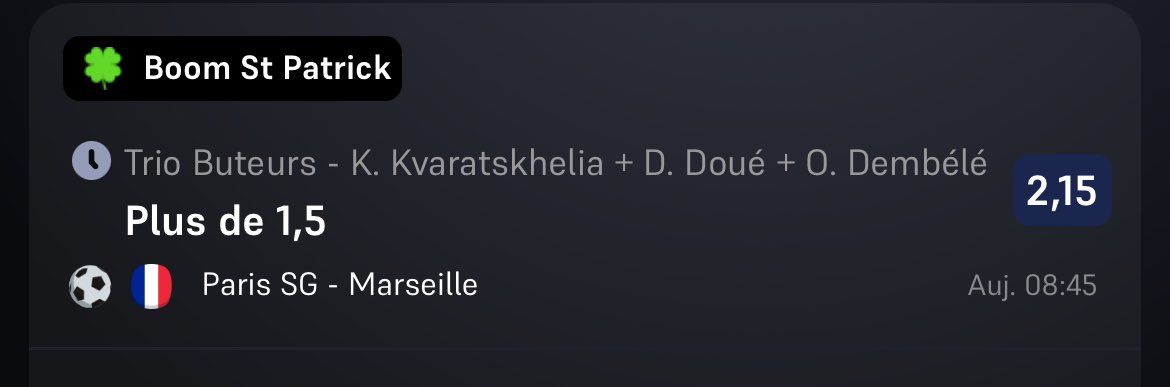 Enregistrez ça et vous verrez c’était offert 
Bon gain la #TeamParieur