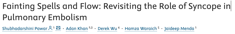 Robert Zhang MD (@robertshiuzhang) on Twitter photo Accompanying editorial on our latest publication exploring the relationship between syncope and acute PE! 🔎📜<a href="/AmJCardio/">American Journal of Cardiology</a> <a href="/ShubhaPawar/">Shubha Pawar</a>
🔗ajconline.org/article/S0002-… Accompanying editorial on our latest publication exploring the relationship between syncope and acute PE! 🔎📜<a href="/AmJCardio/">American Journal of Cardiology</a> <a href="/ShubhaPawar/">Shubha Pawar</a>
🔗ajconline.org/article/S0002-…