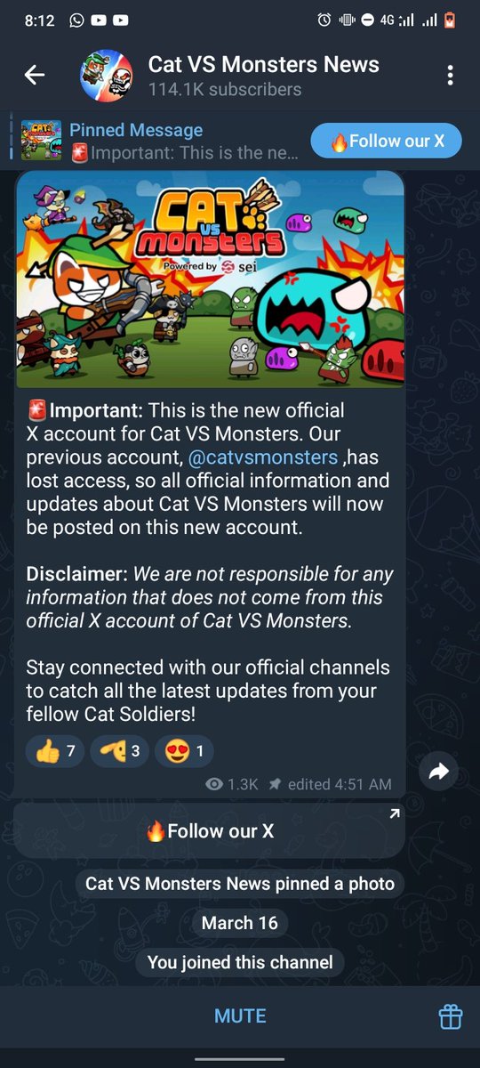 daily686002's tweet photo. I just joined cat vs monster on telegram ! play now and support your side @catvsmonsters  @SeiNetwork  @JamboTechnology https://t.co/JiMSrjmub3