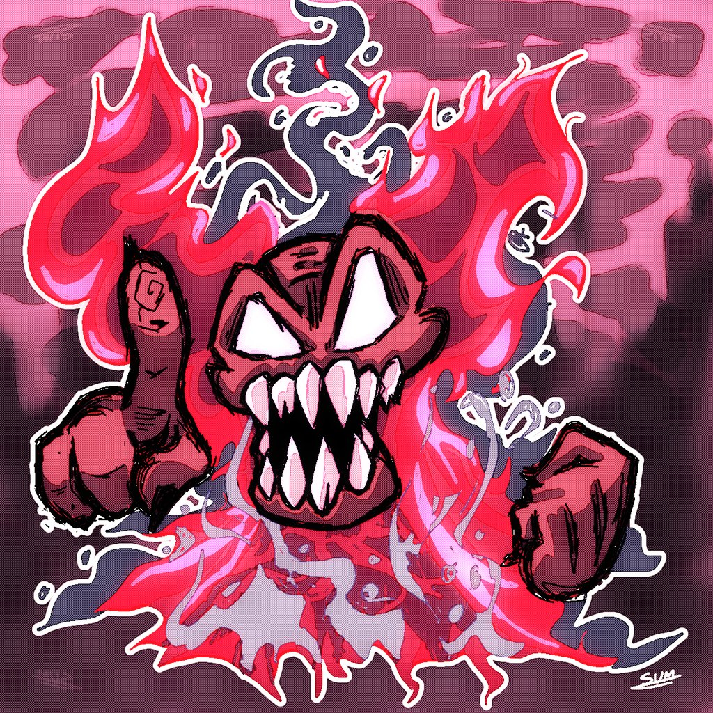 Sum_TheAnimator's tweet photo. A drawing I made quickly to practice with my graphics tablet connected to my cell phone, and I can say that I drew more comfortably that way than using my laptop and the graphics tablet. 

#tricky #madnesscombat #madnesscombatfanart #digitalart #art #ibispaint https://t.co/wN2IpfSpay