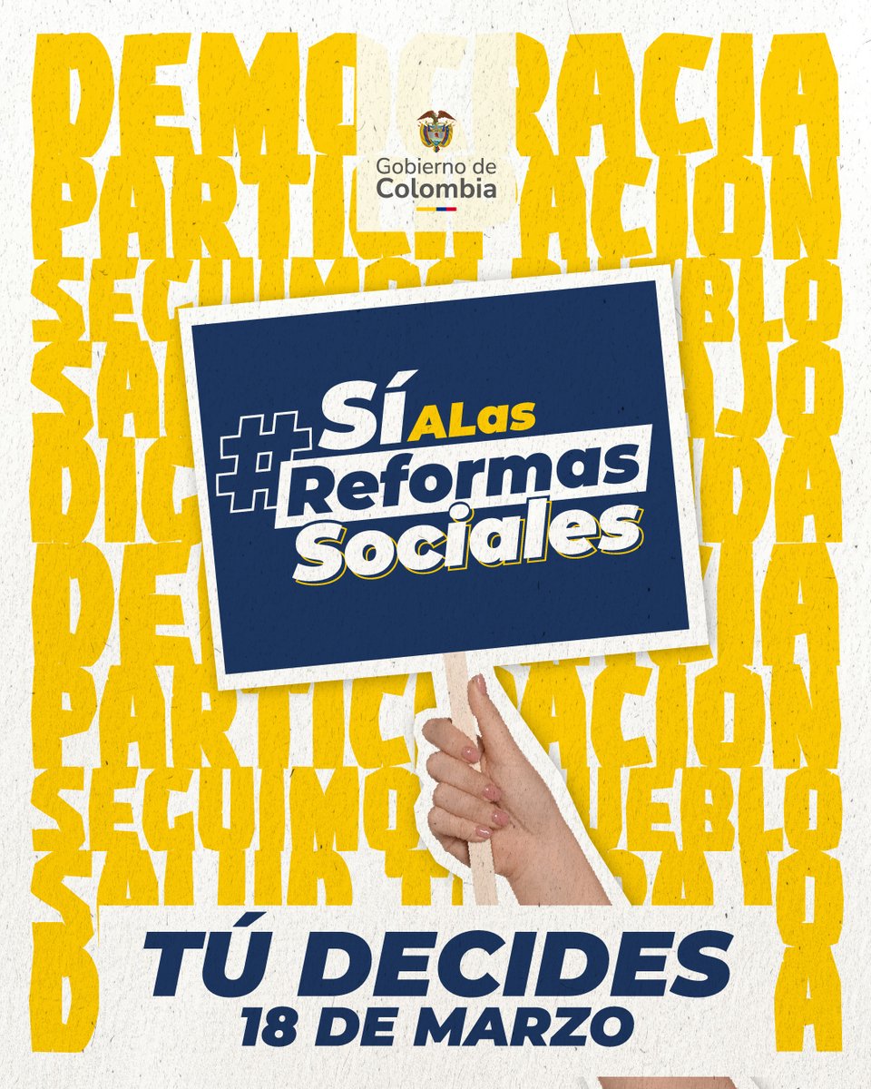 infopresidencia's tweet photo. Este 18 de marzo el Gobierno Nacional acompaña al pueblo en su derecho a movilizarse para que las reformas sociales sean una realidad
#SíALasReformasSociales https://t.co/Uuf4tzs66T