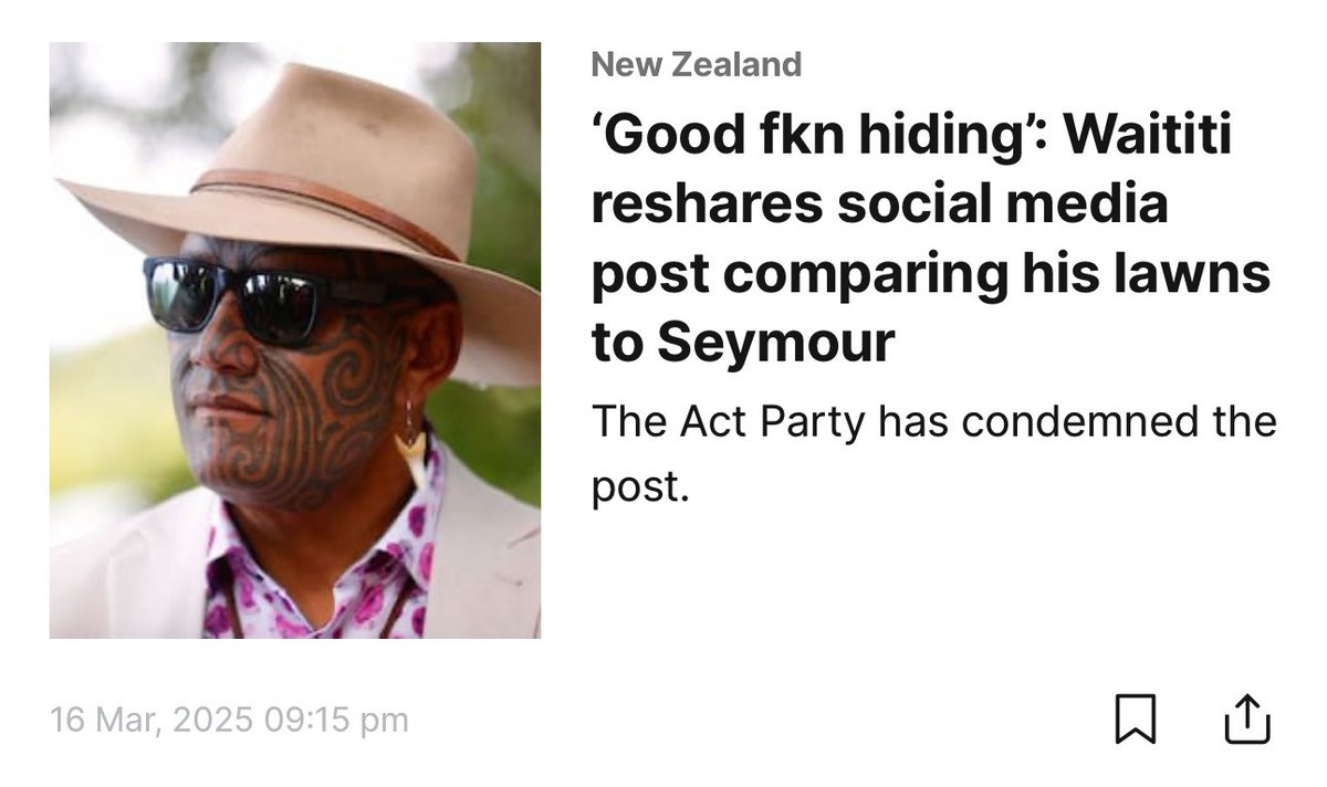 Rawiri Waititi reckons David Seymour needs a “good fkn hiding.”

New Zealand needs to face up to a very sad and serious reality. We have a race-based party that preaches racial supremacy and violence, and we’ve turned a blind eye to it because they’re Māori.