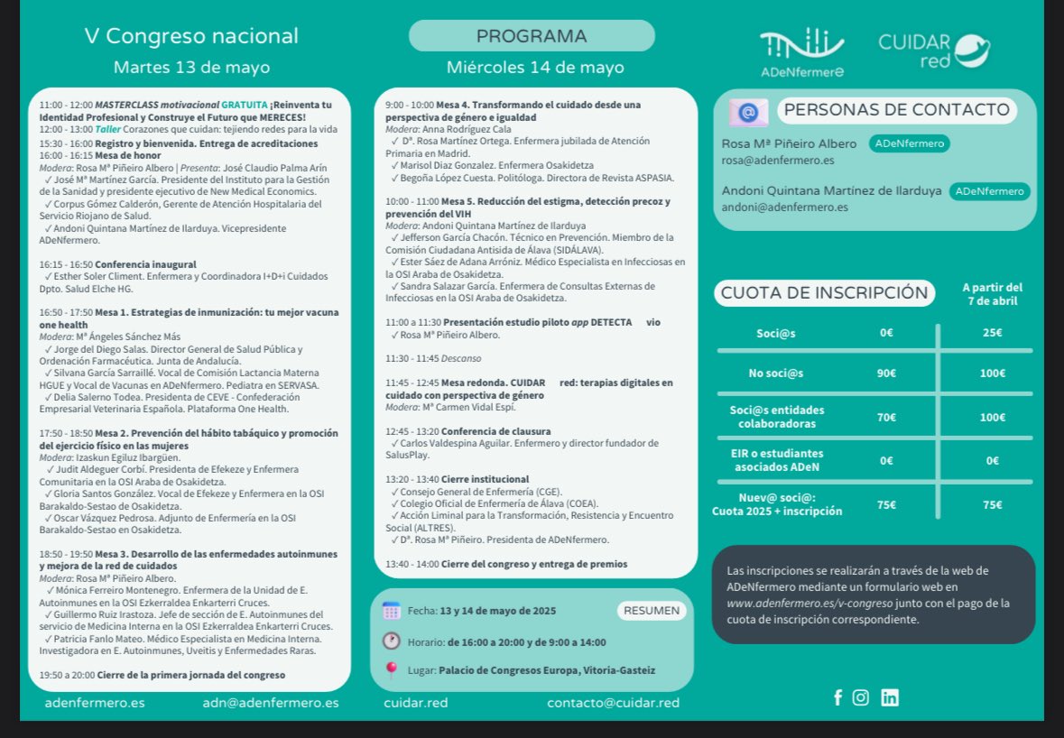 ADeNfermero

Bajo el lema "Innovando: EnfermerI.A. y género" este evento reunirá a profesionales de la enfermería de todo el país para compartir conocimientos, experiencias y avances en nuestra disciplina.