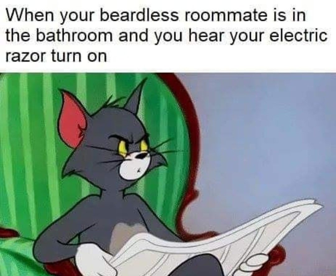 WigsCommunity's tweet photo. The betrayal is real. 😭

#RoommateProblems #BeardlessWonder #ElectricRazor #Meme #RoommateWars #Betrayal #MemeLife https://t.co/52QiTBgBMt