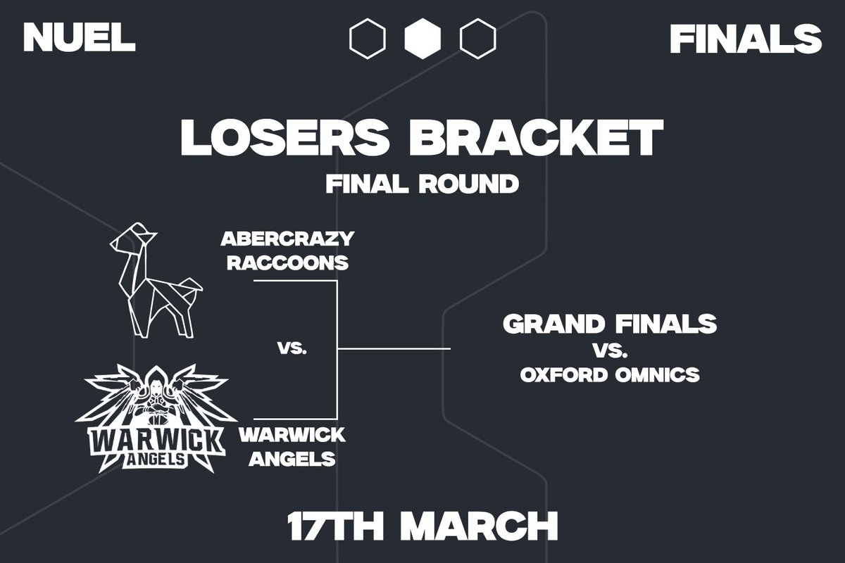 These are the Finals for <a href="/TheNuel/">NUEL</a> Overwatch Spring Split! <a href="/abertayow/">Abertay Overwatch</a> will fight it out against <a href="/WarwickAngelsOW/">Warwick Overwatch</a> in the Losers Final where the winner will face <a href="/OxfordOmnicsOW/">OxfordOmnics</a> in the Grand Finals! All happening this Monday!