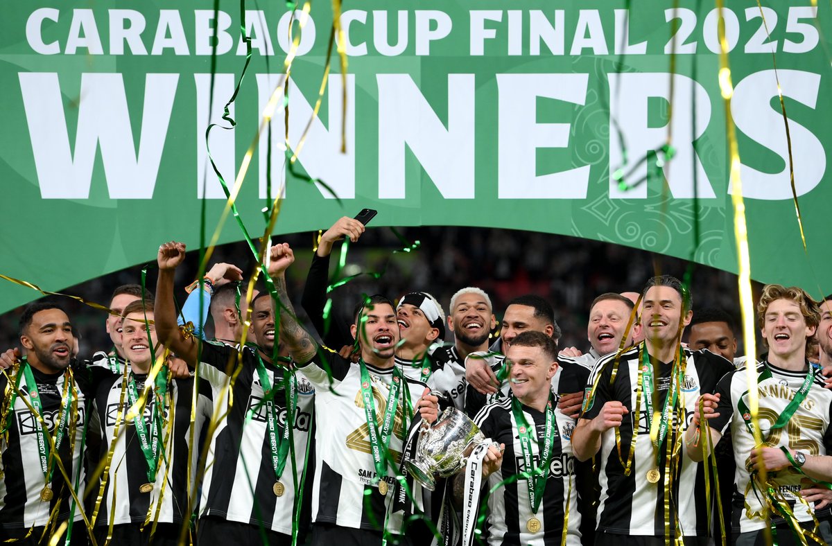 wembleystadium's tweet photo. 70 years of hurt. OVER. 

Your 2024/25 @Carabao_Cup winners: 

NEWCASTLE UNITED @nufc 🏆 https://t.co/ErVMQft8jh