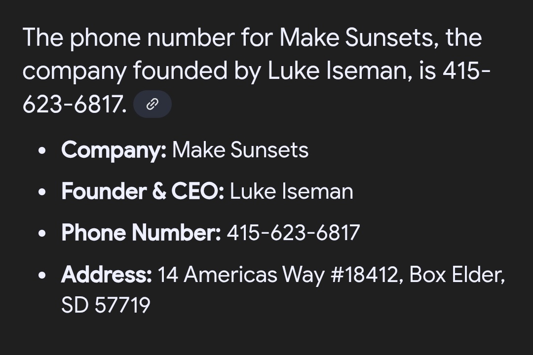 jesseRoss597206's tweet photo. Here's a phone number for "Make Sunsets". I think we should all have a chat. #makesunsets #poison #CrimesAgainstHumanity #wedonotconsent #humanrights #morals Do we want our children breathing sulfer, do we want to live in a grey dystopia. Do we want our eco system system. Nahh https://t.co/ThDXtcmDF8