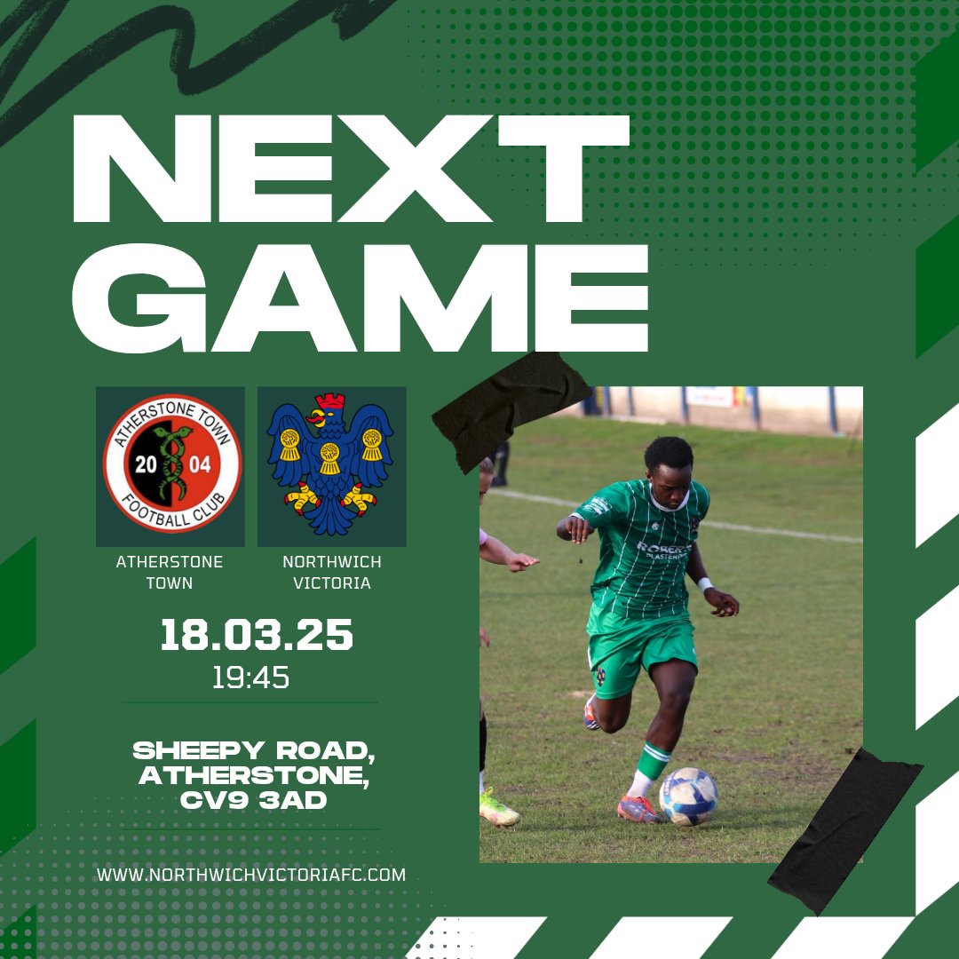 𝐍𝐄𝐗𝐓 𝐆𝐀𝐌𝐄 | 𝐯𝐬 <a href="/FCAtherstone/">Atherstone Town Community FC</a> 

🆚 | Atherstone Town
📅 | 18.03.25
⏰ | 19:45 KO
🏟️ | Sheepy Road, CV9 3AD
🏆 | <a href="/MidlandLeague/">Capelli Sport Midland Football League</a> 

#NonLeague | #Trickies