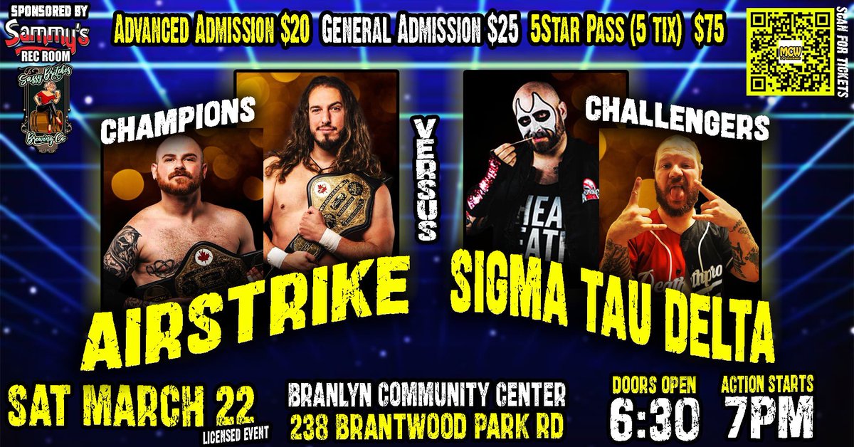MCWBrantford's tweet photo. #Brantford THIS SATURDAY!!! 6 action packed matches featuring a STEEL CAGE MATCH!!!! #Ontario #ProWrestling #BranlynCommunityCentre #BuyInMarkOut #MCW4Life
@EZEEricCairnie @EvanGreenaway
Tickets:
https://t.co/3paTzhSCVr https://t.co/BRnFuNKXQ1