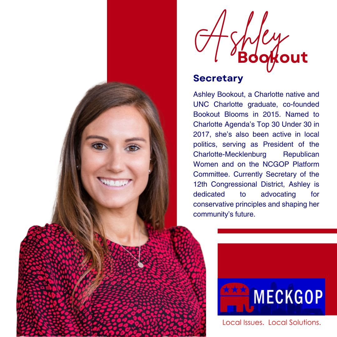 meckgop's tweet image. 🚨 Meet Ashley Bookout 🚨Our Secretary! With a strong commitment to organization &amp;amp; communication, Ashley keeps the party organized &amp;amp; running smoothly while working to engage voters &amp;amp; elect Republicans in Mecklenburg County 

Join the movement! 🔴

#MeckGOP #MeckRed #ncpol