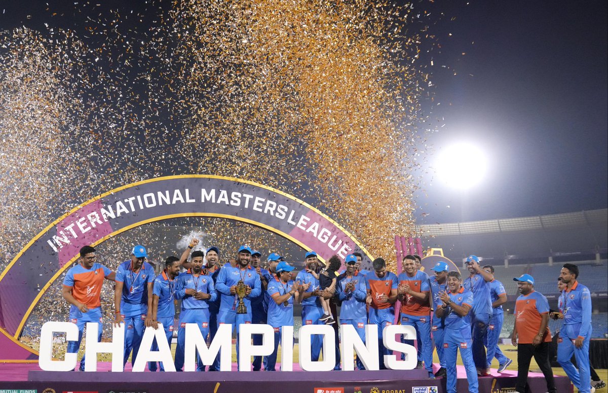 Sachin Tendulkar (@sachin_rt) on Twitter photo C.H.A.Μ.Ρ.I.Ο.N.S 🏆
From practice sessions to match days, every moment at the <a href="/imlt20official/">INTERNATIONAL MASTERS LEAGUE</a> seemed like going back in time. It felt incredible to be back on the pitch alongside some of the game's greatest players. I'm grateful to everyone who made this experience so C.H.A.Μ.Ρ.I.Ο.N.S 🏆
From practice sessions to match days, every moment at the <a href="/imlt20official/">INTERNATIONAL MASTERS LEAGUE</a> seemed like going back in time. It felt incredible to be back on the pitch alongside some of the game's greatest players. I'm grateful to everyone who made this experience so