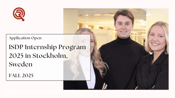 oppradar's tweet image. ISDP Internship Program 2025 in Stockholm, Sweden
Visit: tinyurl.com/ispdinternship…

The Institute for security and Development is inviting applications for a 4-month internship program that will take place in Stockholm, Sweden.

Deadline: April 21, 2025

#Sweden #Internship #ISDP