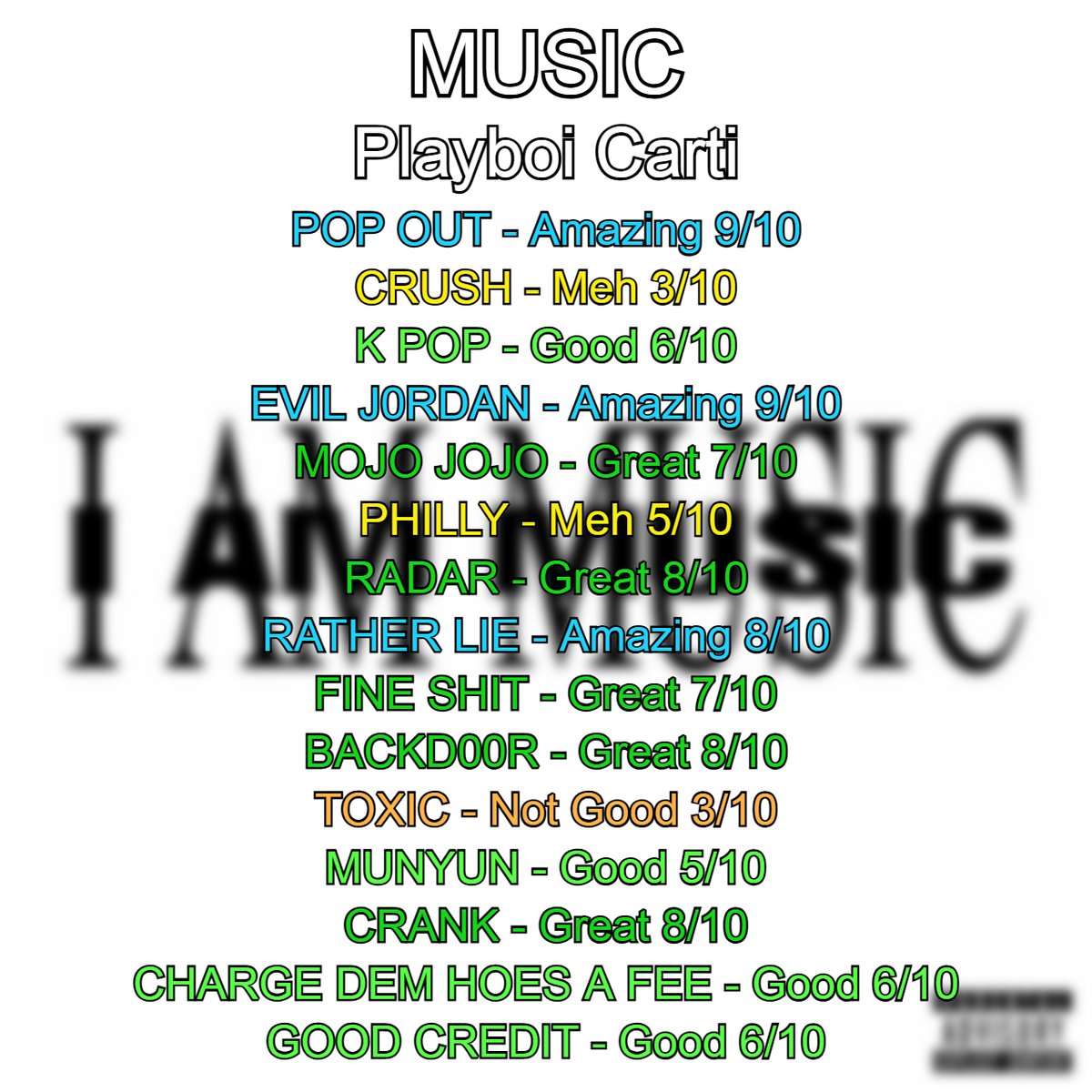 FunkResponsibly's tweet image. DAY #888: MUSIC by Playboi Carti
Whether you love him or hate him, you gotta give it to him that there is not a single person out sounding like Carti. While I definitely feel like 30 tracks was pushing it obviously, I do feel like MUSIC is a pretty solid project with a lot of…