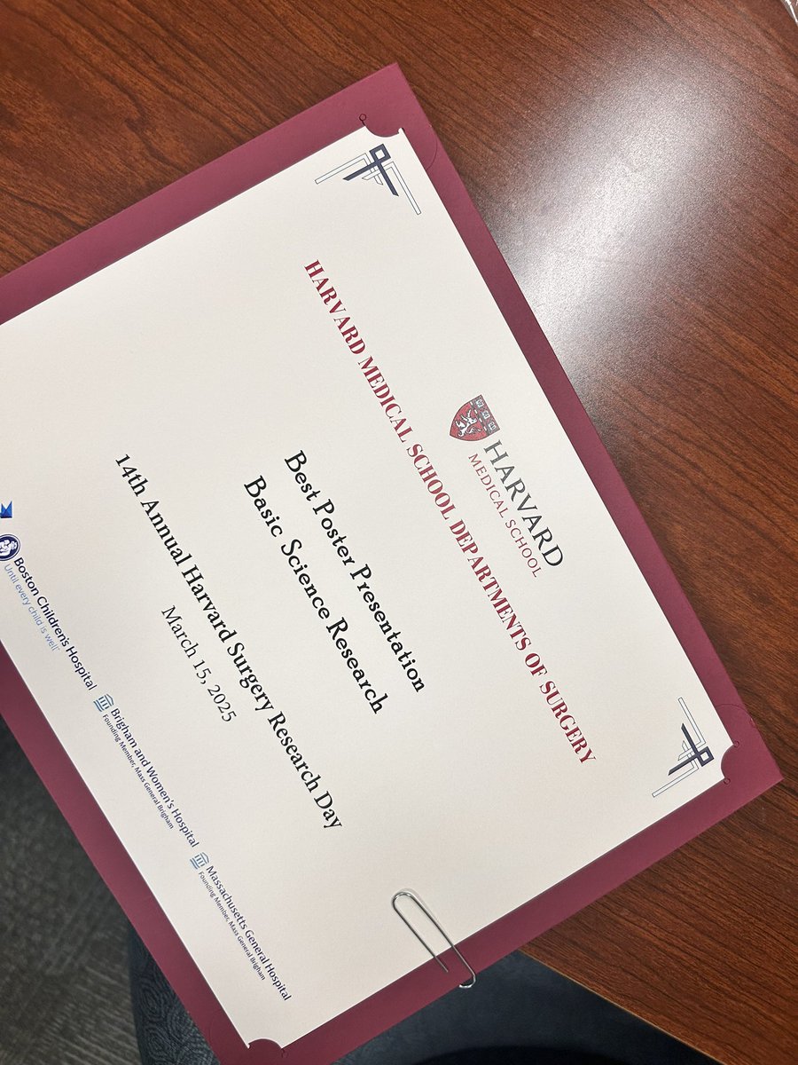Thrilled to share our work at the Harvard Surgery Research Day and honored to be awarded with the Best Poster Presentation for Basic Science! This wouldn’t be possible without my amazing mentors the entire <a href="/theNCFG/">The NCFG</a> team! #glycotime #harvard <a href="/harvardmed/">Harvard Medical School</a> <a href="/BIDMChealth/">BIDMC</a> #surgery
