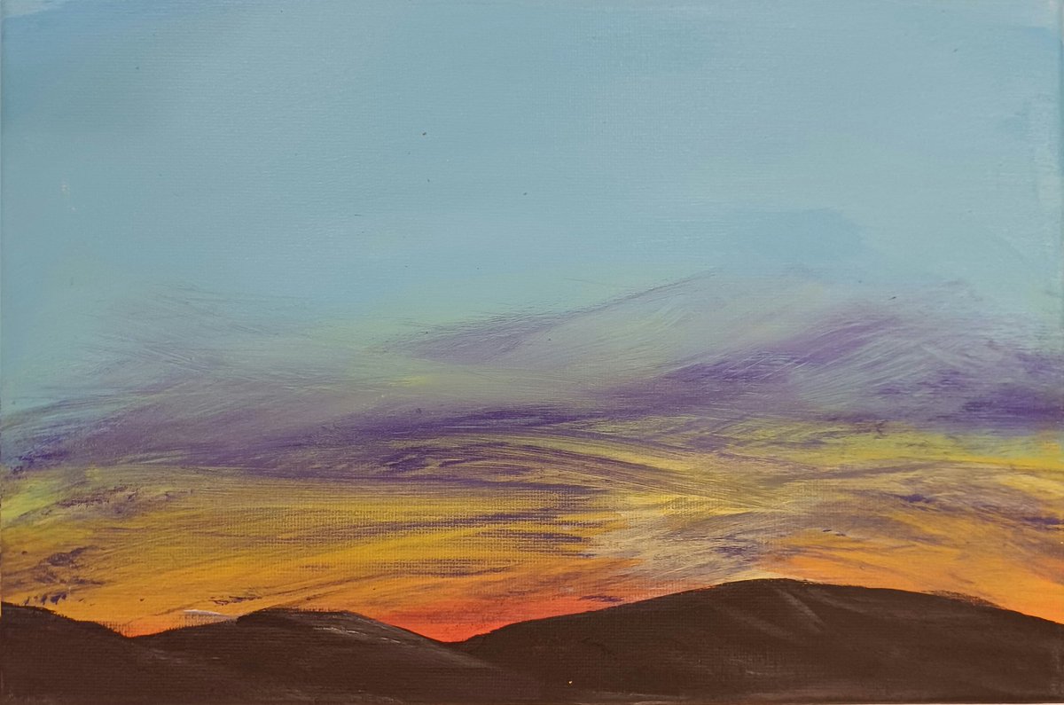b10sDev's tweet image. Decided to give painting a shot, and it was definitely fun #art #acrylicpainting #sunset #landscapeart #painting #sunsetpainting #artistsonx #traditionalart #acrylicart