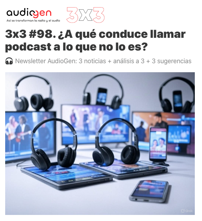 LuismiPedrero's tweet photo. La dispersión de variantes etiquetadas como #podcast obligan a describir su concepción primigenia por redundancia (“podcast original”) o por exclusión (“solo audio”). ¡Y así no se construye una marca! Lo razonamos esta semana en la edición 98 #AudioGen

🔗 https://t.co/hQ5JLAkb1U https://t.co/zjyfchloWC
