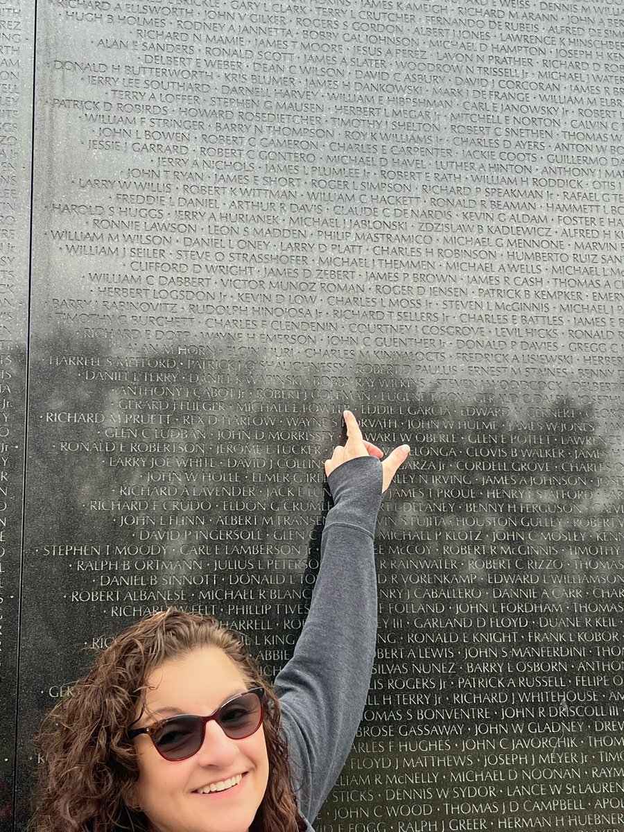 Spatty4's tweet photo. Left #CEC25 conference very inspired and proud! Long delay for flight home, so had some time to stroll around DC and honor my mom’s cousin by visiting Vietnam Wall.@CECMembership https://t.co/BsU3ogsuEJ