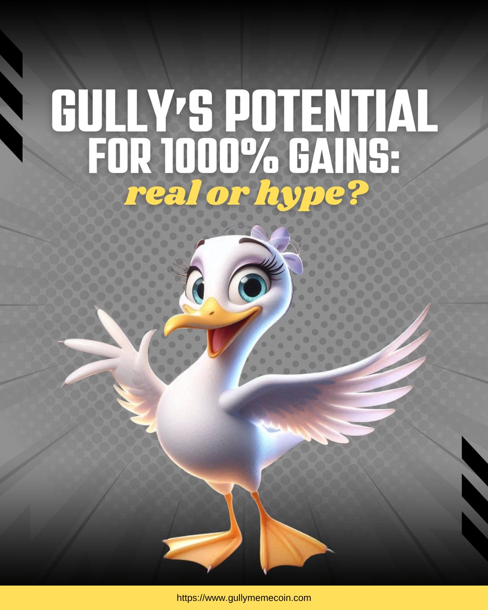 sofia_seagull's tweet photo. Gully is catching a lot of attention in the crypto world, with some predicting the potential for 1000% gains. But is this hype, or could Gully actually live up to such bold expectations?

As a memecoin, Gully shares the same volatile nature as other meme-driven tokens, where trends, social media buzz, and community sentiment play significant roles in its price movements. While the possibility of rapid gains is always exciting, it's crucial to remember that memecoins are often speculative investments with high risks. Many such tokens experience short-term spikes before crashing down, leaving early investors with heavy losses.

So, while Gully's growth potential can't be ruled out completely, it’s important to approach with caution. Make sure you're aware of the risks and understand the market dynamics before diving in. At the end of the day, investing in meme coins should be done with careful consideration, and it’s always smart to balance excitement with awareness.

#CryptoBuzz #Memecoin #InvestingRisks #GullyCoin