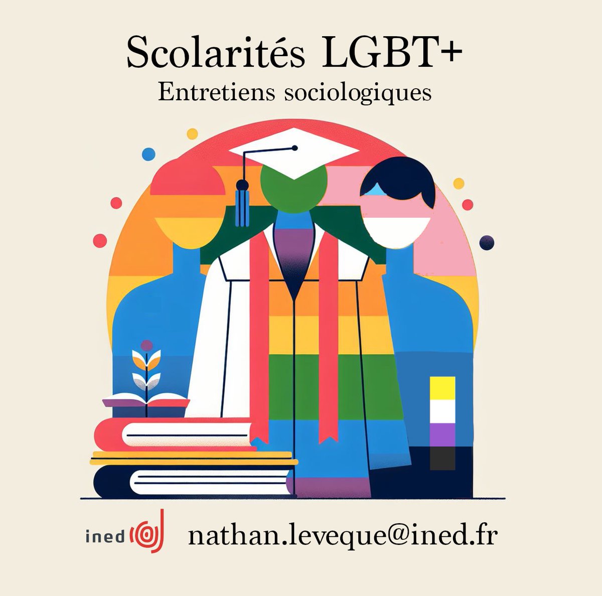 Dans le cadre de ma thèse de sociologie portant sur les trajectoires scolaires des personnes LGBT+, je suis à la recherche de volontaires pour des entretiens. Ils durent environ 1 à 2 heures et peuvent être réalisés en visio. [RT appréciés ! #LGBTQIASpringSoon]