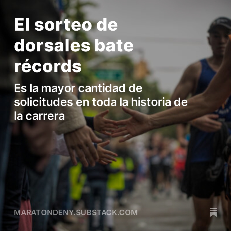 Todavía me sigo frotando los ojos con la cantidad de personas que se apuntaron al sorteo de dorsales de la Maratón de Nueva York. Tantas que el porcentaje de probabilidad de que te haya tocado es, incluso, menor que nacer el 29 de febrero.
🔗 maratondeny.substack.com/p/el-sorteo-de…