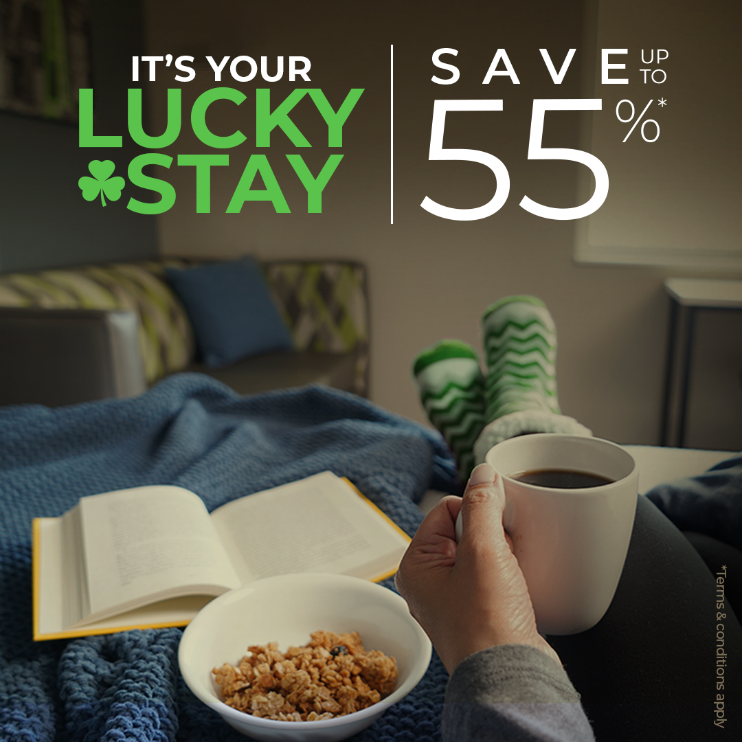ExtendedStay's tweet photo. Looking to save some green on your next hotel reservation? You're in luck! 🍀 Book now and save up to 55%* during our It's Your Lucky Stay flash sale!
Book here: https://t.co/IdfZHrWunW
Promo code: LUCK5
#stpatricksdaysale #hotel #extendedstayhotel #hotelsale #extendedstayamerica