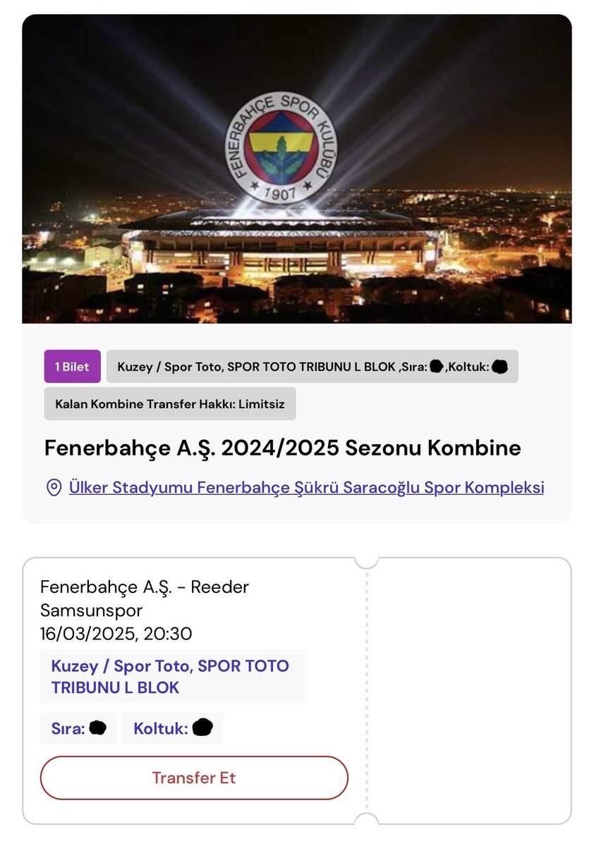 chasplace's tweet photo. Fenerbahçe - Samsunspor

FİYAT 1500₺
MAÇINA SPOR TOTO BİR ADET BİLET MEVCUT
QR İLE GİRİŞ OLACAK.  SON BİR ADET ! 

#bilet #biletdevir #biletdevret #kombine #kombinedevir #kombinedevret #biletarıyorum #kombinem #Fenerbahçe #fenerinmacivar #fenerbahçebilet #kombinem #fb #samsun https://t.co/9nJE2heNbI