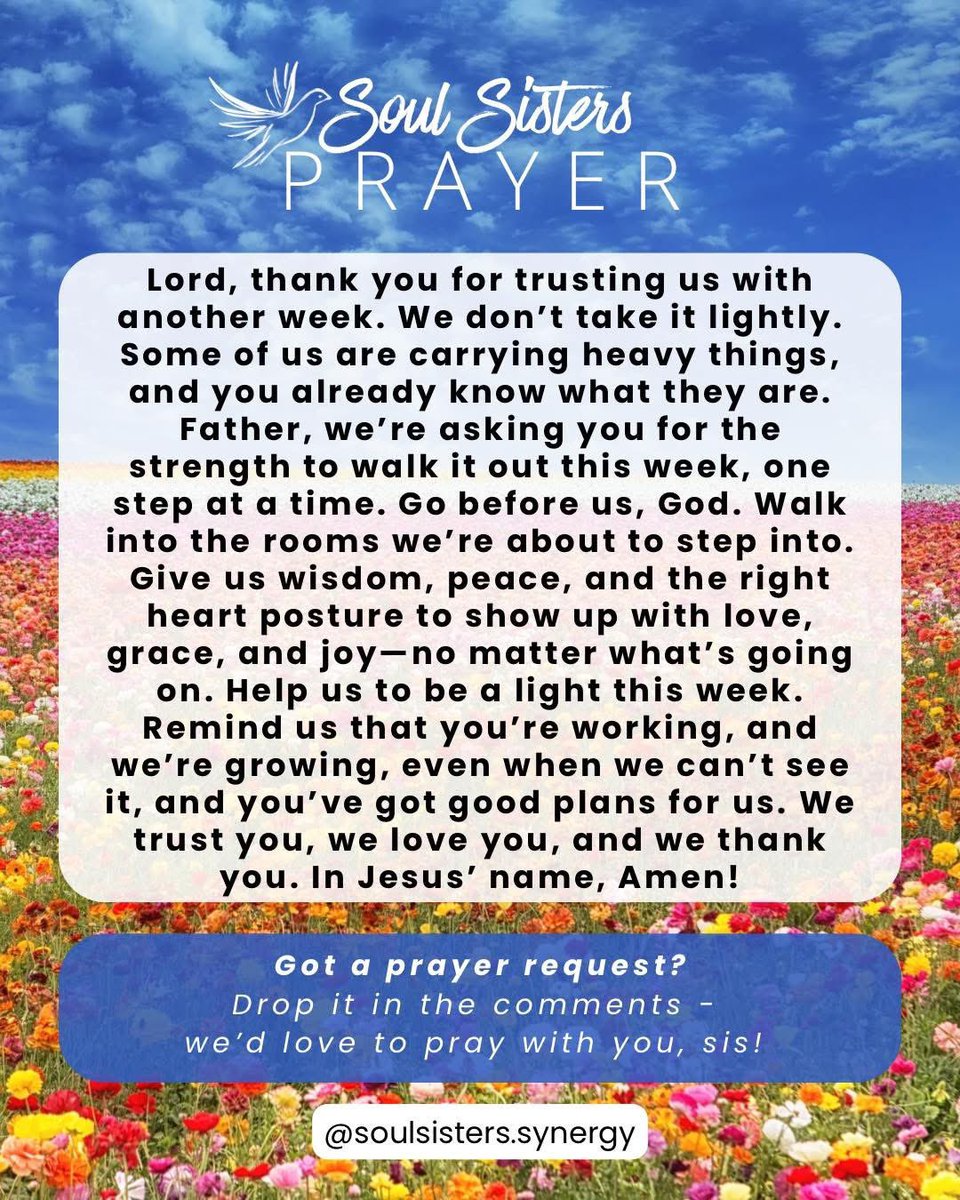 HE HAS GOOD PLANS!!! 🙏🫶🙌

Good morning sis, let’s start this week with hearts full of faith and grace! ☀️🌸✨ 
No matter what we’re facing, we’re asking God for strength, wisdom, and peace to walk through it with him. 💪✝️
Let’s shine his love in every room we enter!!! #faith