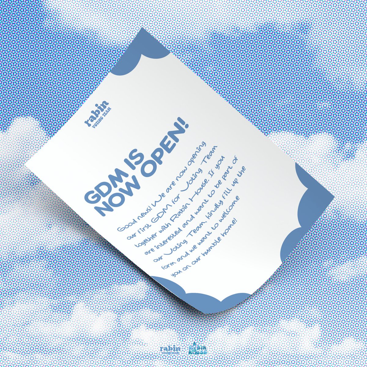 RabinVotingTeam's tweet photo. Good news! We are now opening our first GDM for Voting Team together with @RABIN_HOUSE. If you are interested and want to be part of our Voting Team, kindly fill up the form below and we want to welcome you on our humble home 💙🐣

📌https://t.co/N2LpZxMX9f https://t.co/8MidRZwOxj